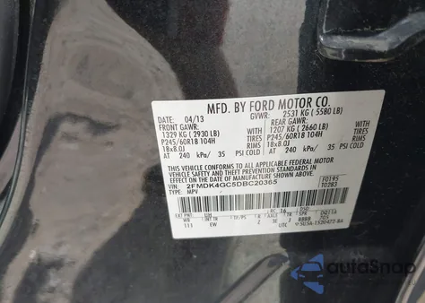 2013 Ford Edge Se z USA, uszkodzony, nr VIN 2FMDK4GC5DBC20365